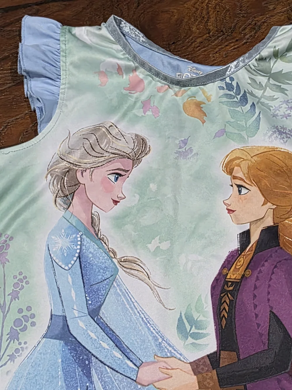 Disney Frozen Elsa & Anna Light Blue Purple Nightgown - Picture 4 of 6